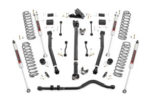 Jeep Wrangler Unlimited Rubicon Suspension Lift Kit - Front + Rear - Rough Country - Adj Lower | FR D/S | M1 - 4WD - '18-'23